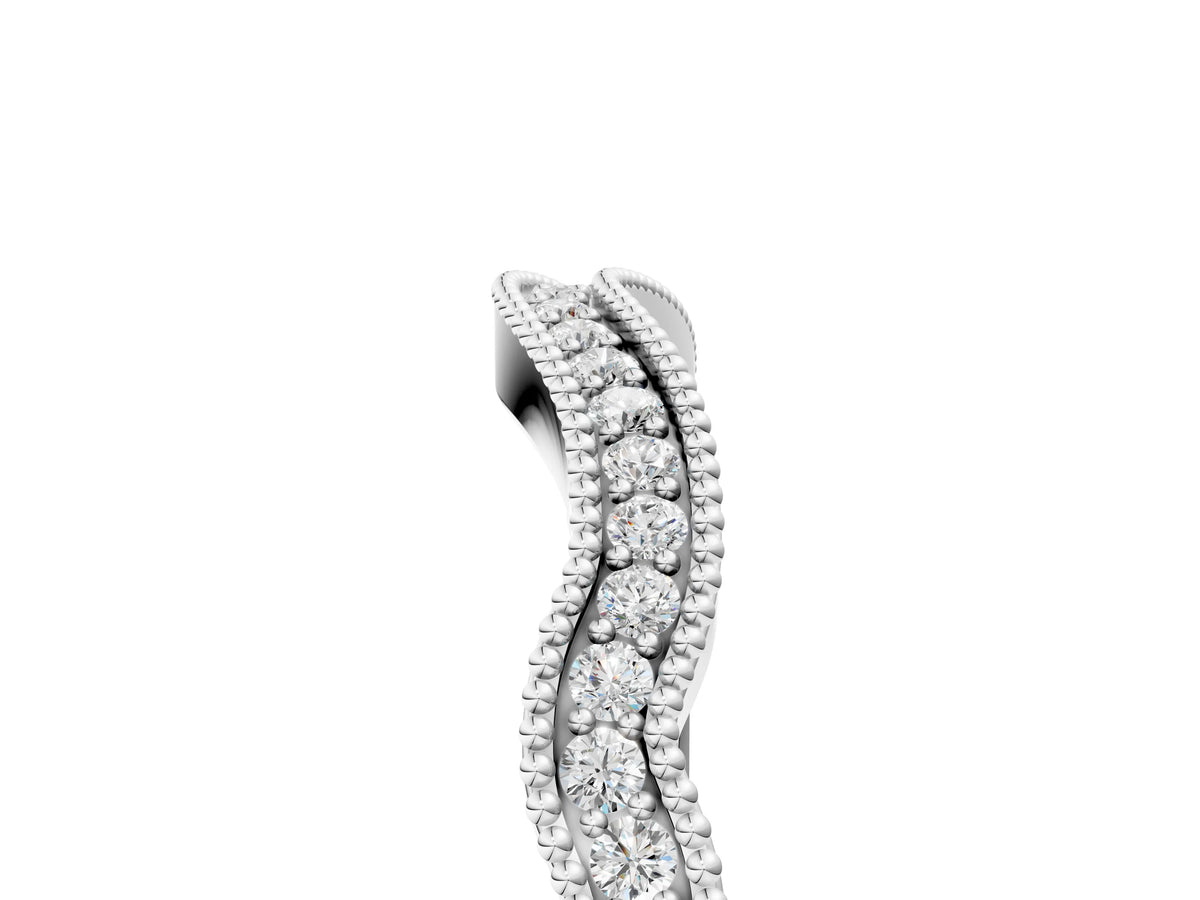 White gold Pavé Round Diamond Curved Milgrain Band_5