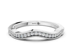 White gold Pavé Round Diamond Curved Milgrain Band