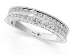 White gold Pavé Round Diamond Eternity Band with Milgrain Edge_1