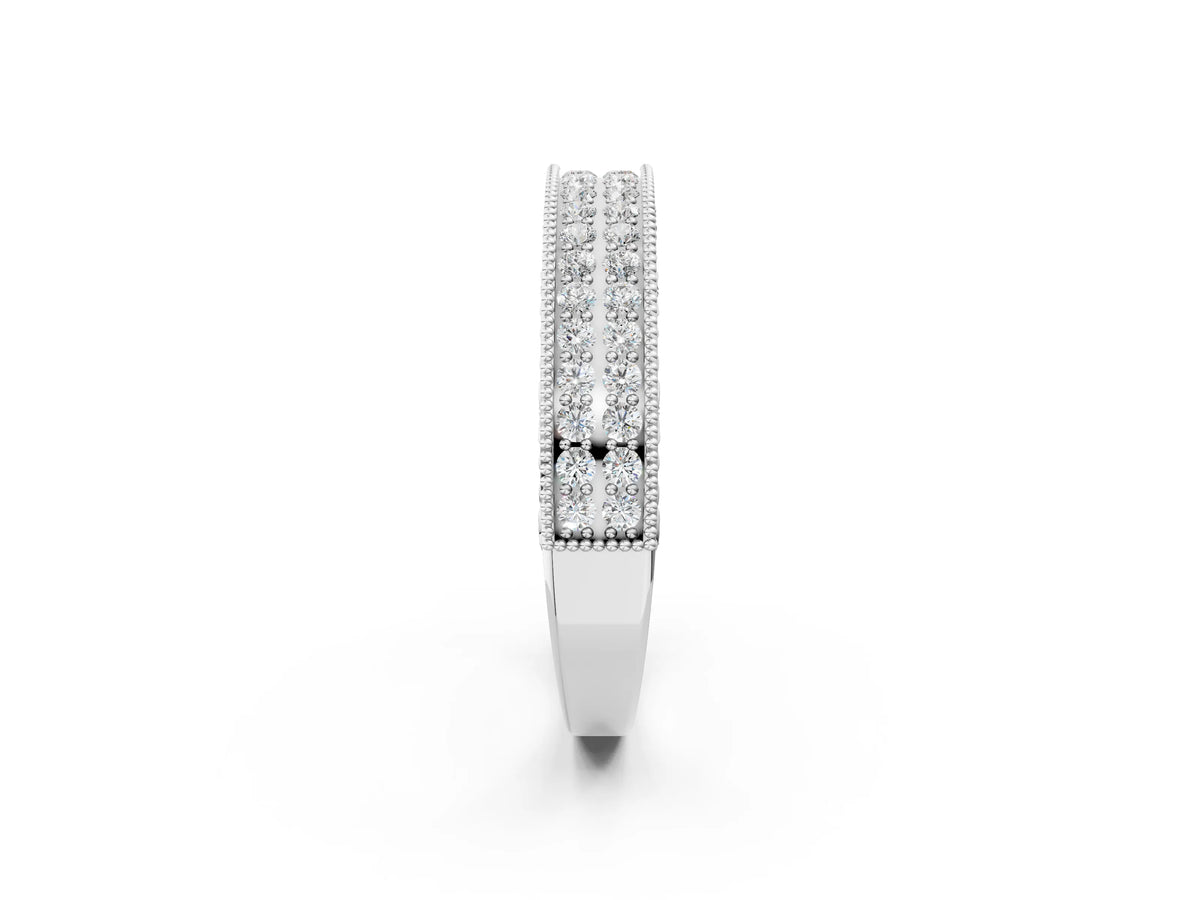 White gold Pavé Round Diamond Eternity Band with Milgrain Edge_2