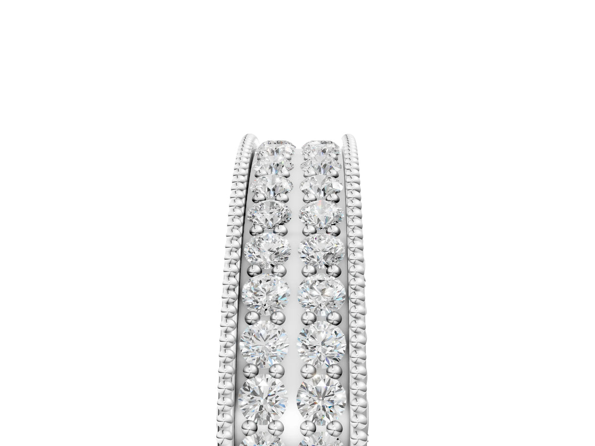 White gold Pavé Round Diamond Eternity Band with Milgrain Edge_5