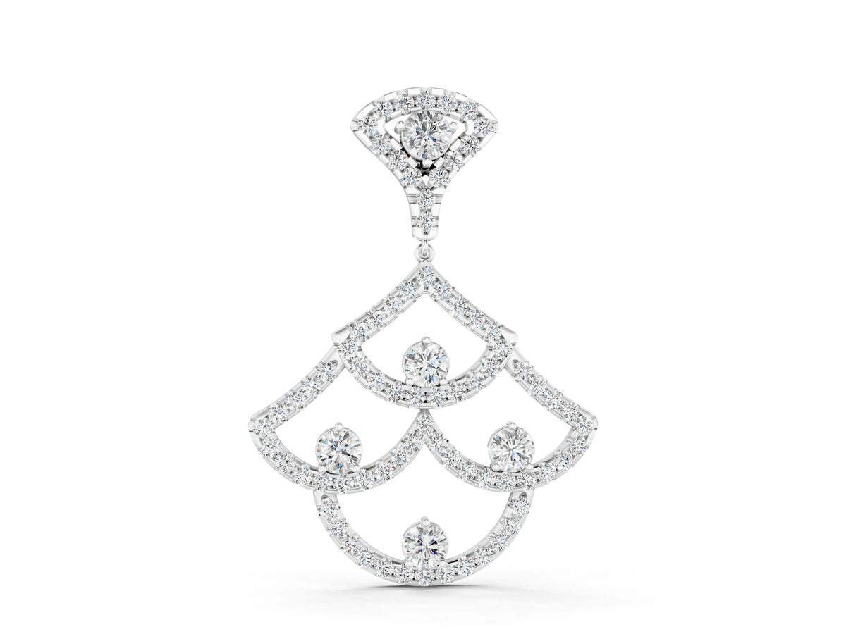 White gold Pavé Round Diamond Fan Prong Pendant
