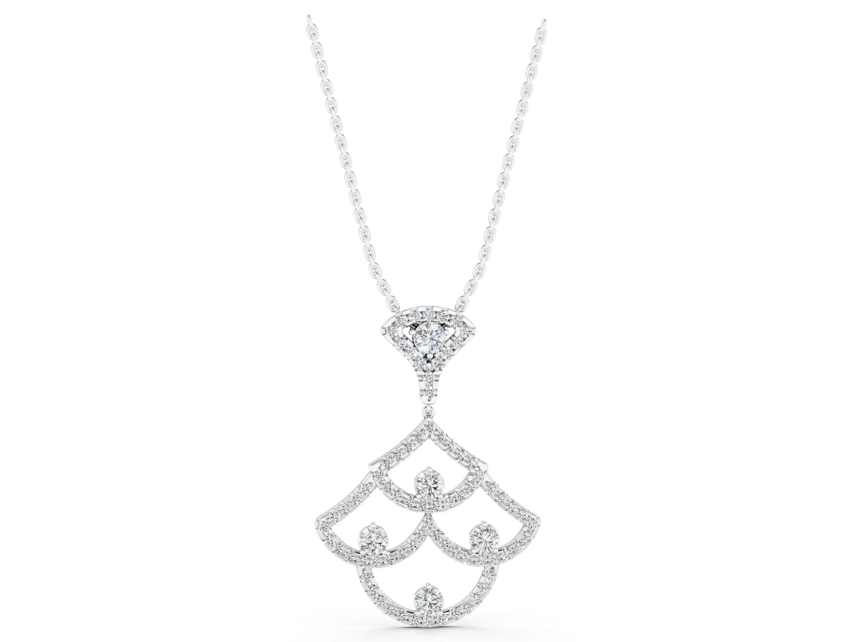 White gold Pavé Round Diamond Fan Prong Pendant_1