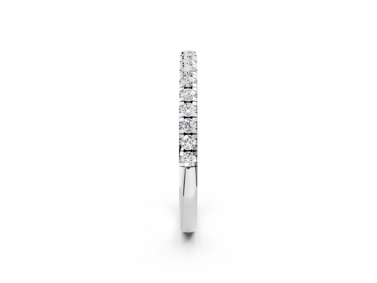 White gold Pavé Round Diamond Half Eternity Band with Shared Prong Setting_2