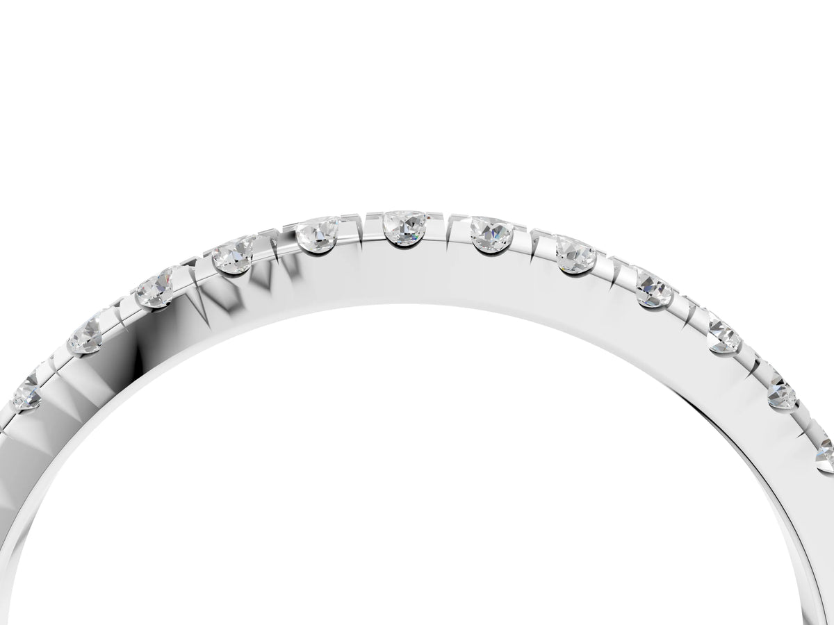 White gold Pavé Round Diamond Half Eternity Band with Shared Prong Setting_4