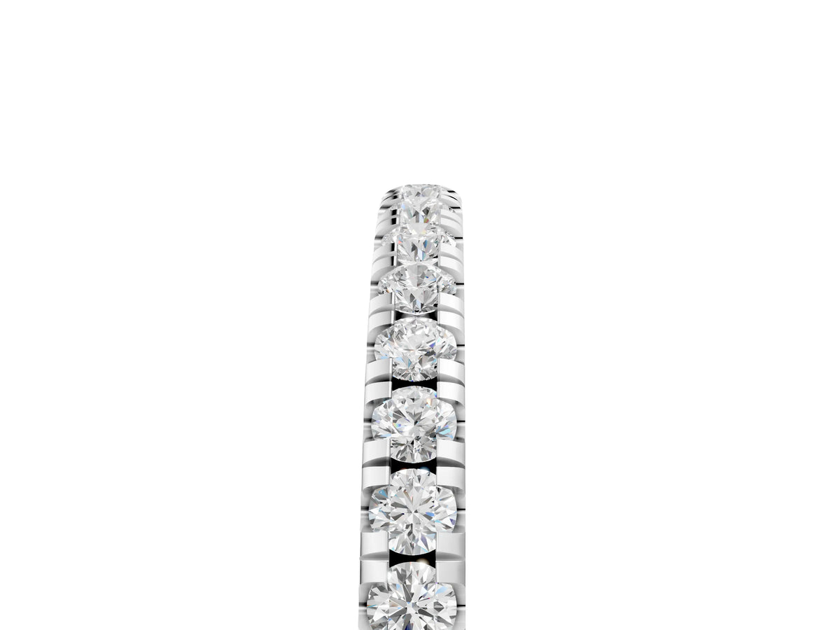 White gold Pavé Round Diamond Half Eternity Band with Shared Prong Setting_5