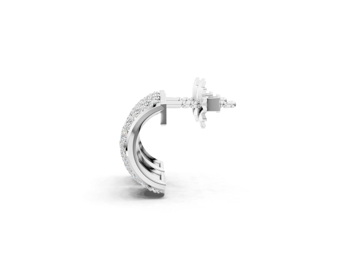 White gold Pavé Round Diamond Huggie Earrings with Prong Setting_1