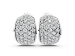 White gold Pavé Round Diamond Huggie Earrings with Prong Setting