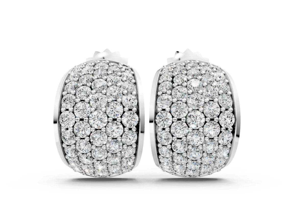 White gold Pavé Round Diamond Huggie Earrings with Prong Setting