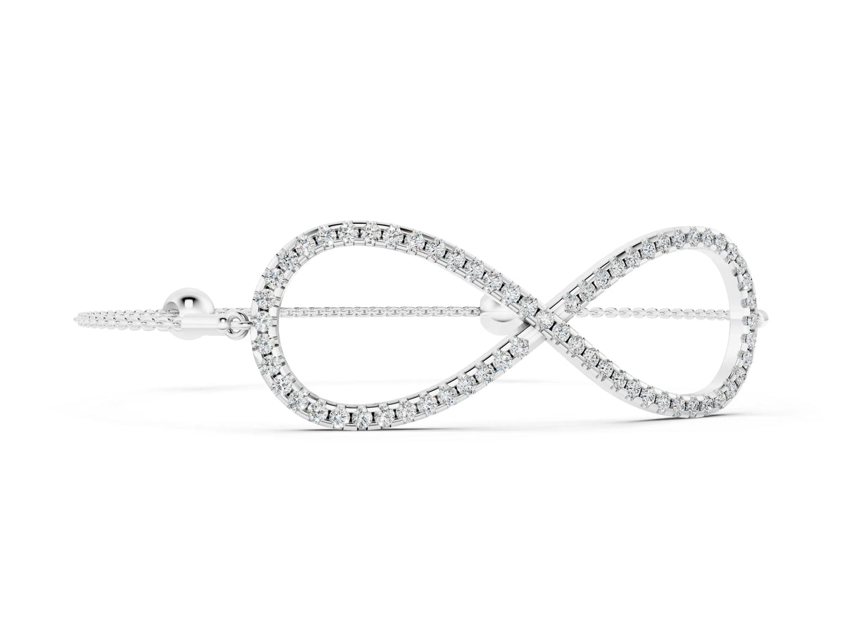 White gold Pavé Round Diamond Infinity Chain Bracelet with Bezel Setting