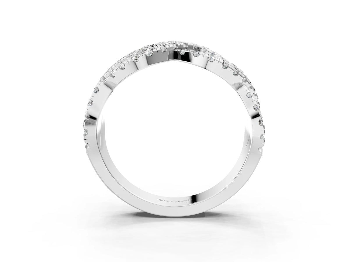White gold Pavé Round Diamond Infinity Twist Band with Shared Prong Setting_3