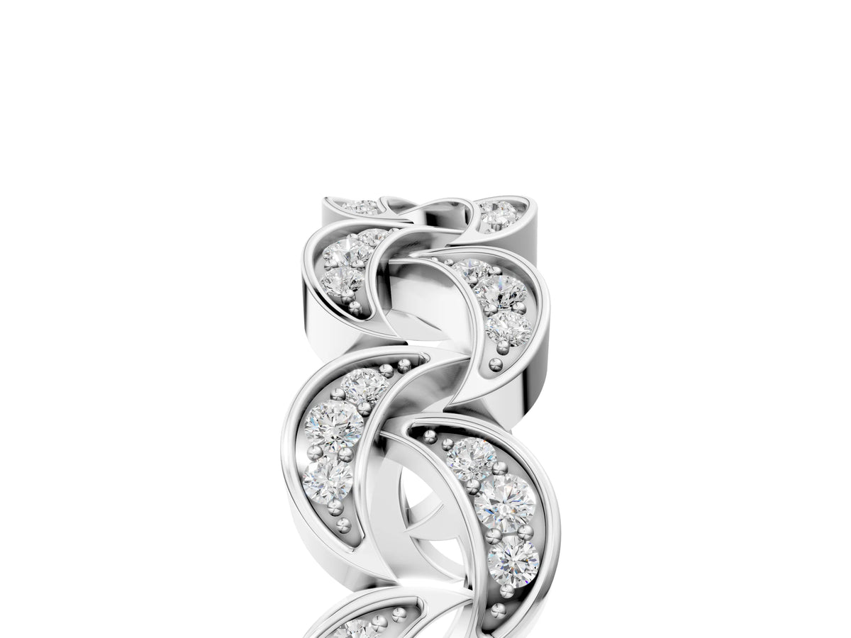 White gold Pavé Round Diamond Interlocking Eternity Band with Bezel Prong Setting_5