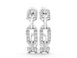 White gold Pavé Round Diamond Link Hoop Earrings with Prong Setting