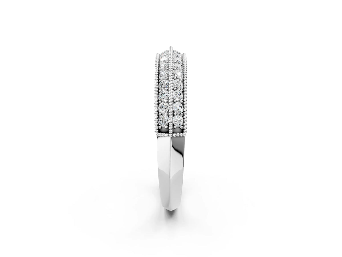 White gold Pavé Round Diamond Milgrain Eternity Band_2