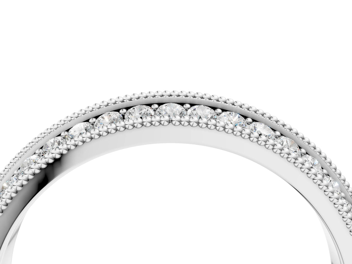 White gold Pavé Round Diamond Milgrain Eternity Band_4