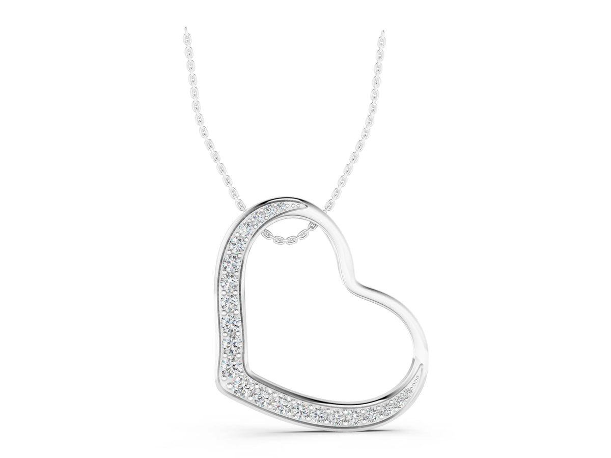 White gold Pavé Round Diamond Open Heart Pendant_1