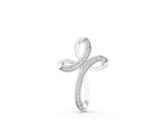 White gold Pavé Round Diamond Prong Cross Pendant