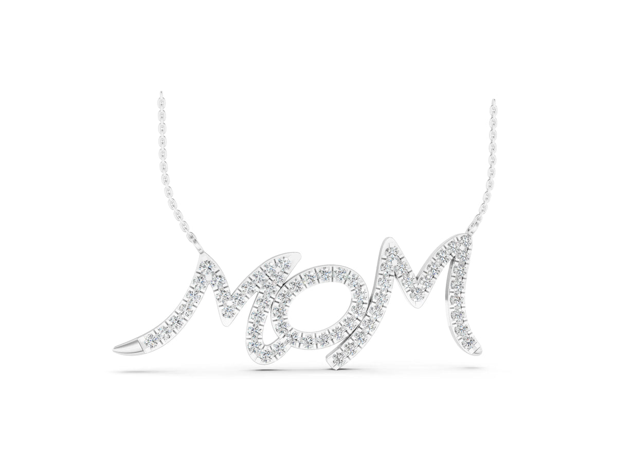 White gold Pavé Round Diamond Script Pendant with Prong Setting_1