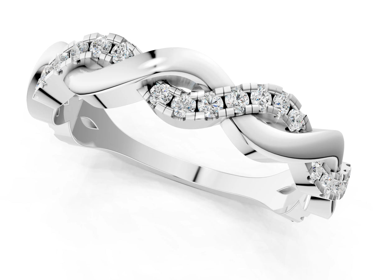White gold Pavé Round Diamond Twist Eternity Band with Shared Prong Setting_1
