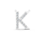 White gold Pavé Round Prong Set Initial Pendant