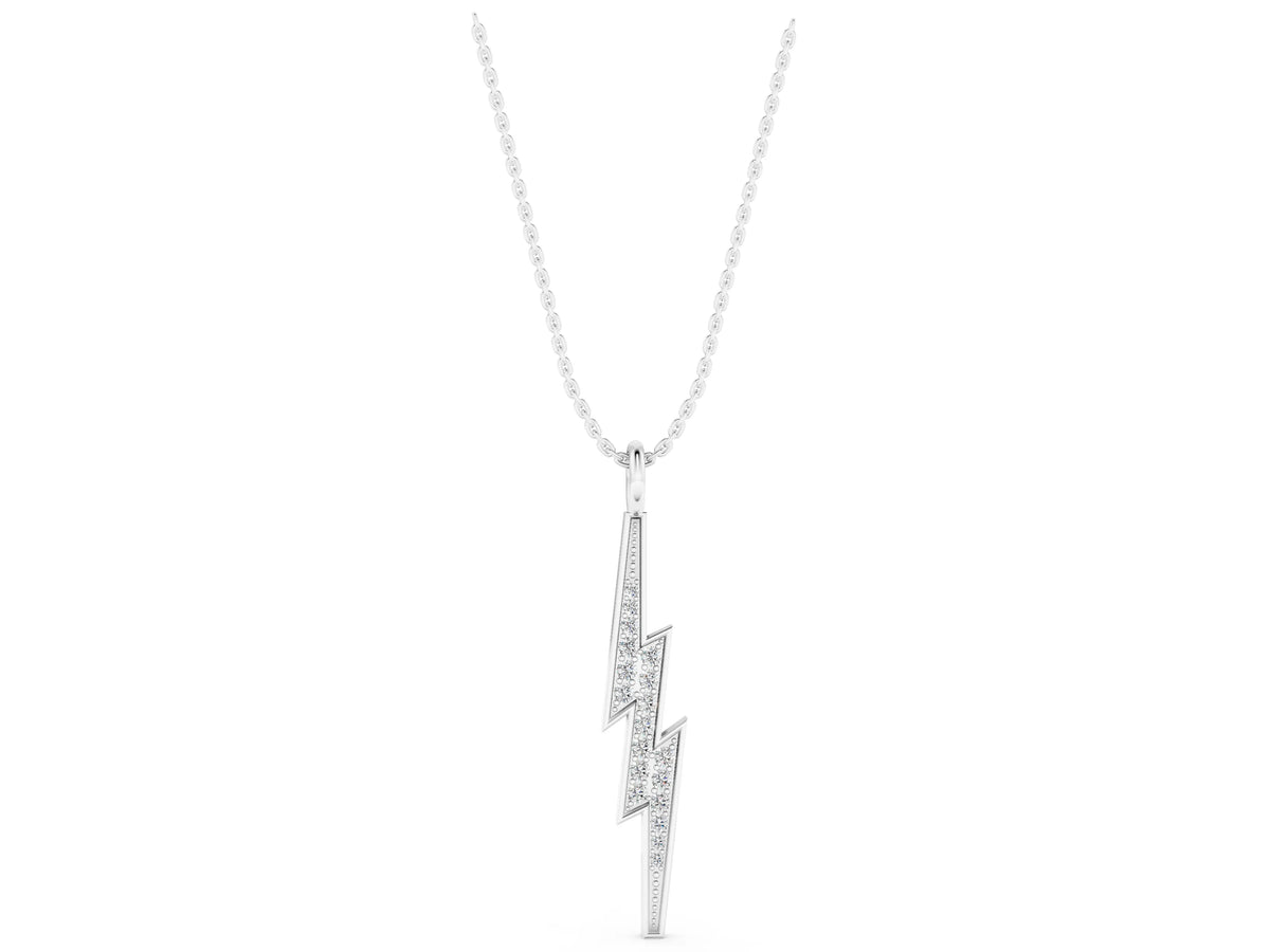 White gold Pavé Set Lightning Bolt Pendant with Round Cut Stones_1