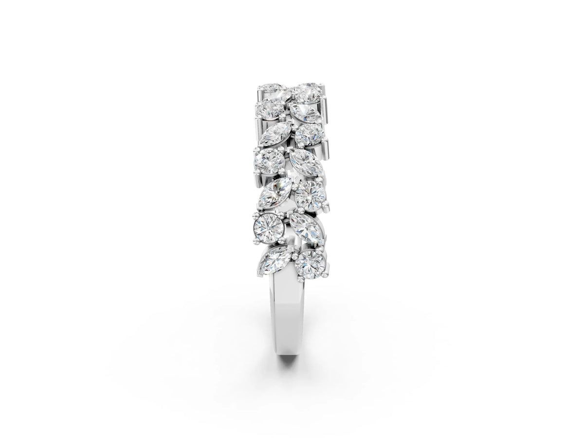 White gold Pave Marquise and Round Diamond Eternity Band with Prong Setting_2