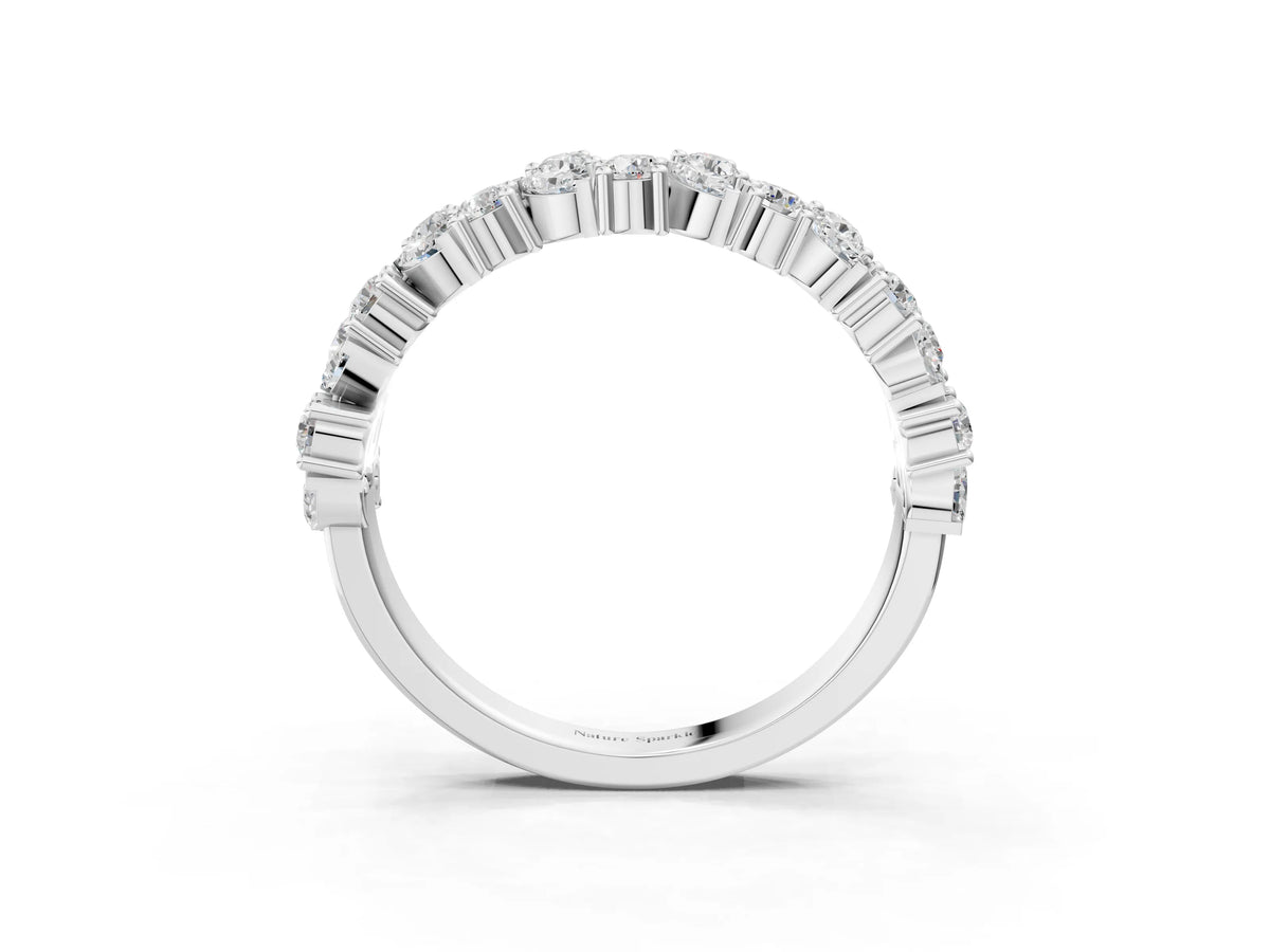 White gold Pave Marquise and Round Diamond Eternity Band with Prong Setting_3