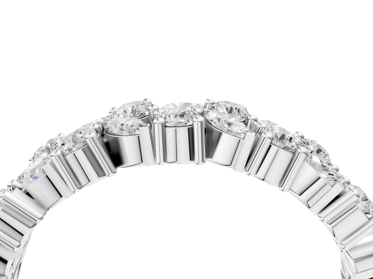 White gold Pave Marquise and Round Diamond Eternity Band with Prong Setting_4