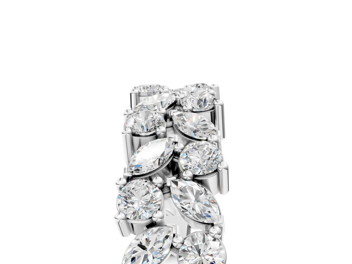 White gold Pave Marquise and Round Diamond Eternity Band with Prong Setting_5