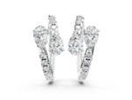 White gold Pear Cut Diamond Bypass Huggie Hoop Earrings