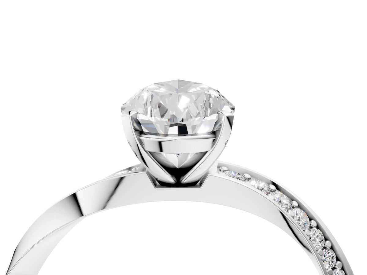 White gold Pear Cut Diamond Engagement Ring with Side Stone Accents and Four-Prong Setting_4