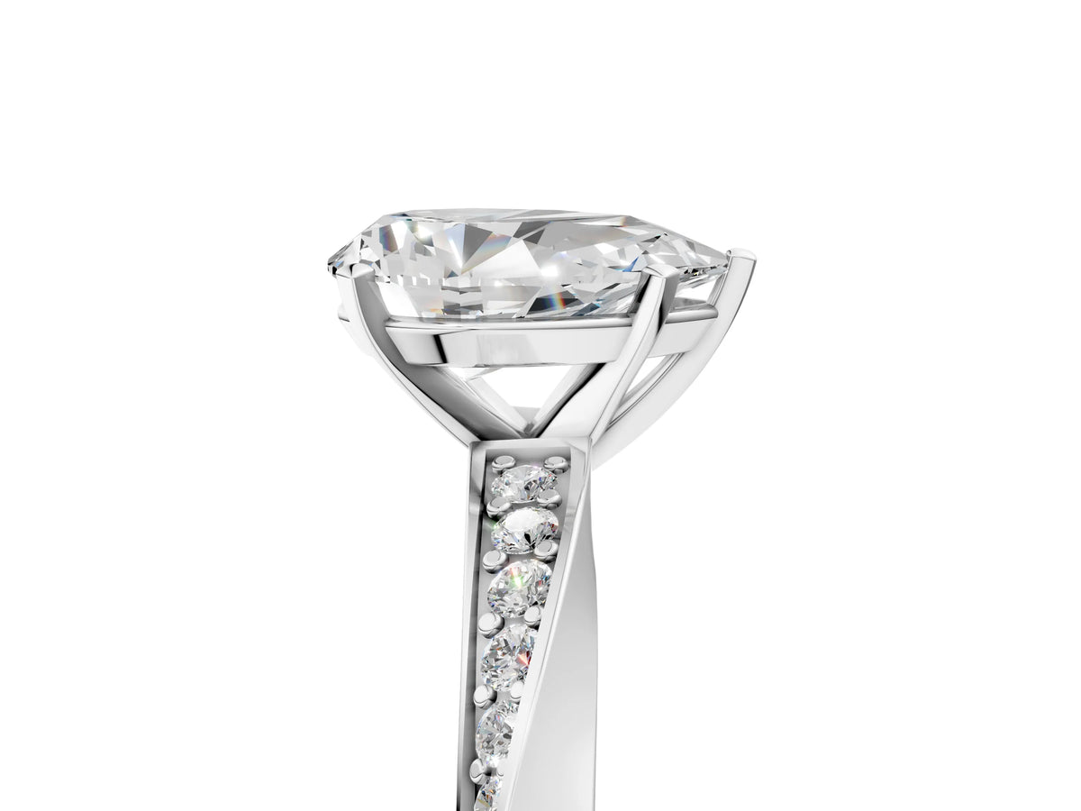 White gold Pear Cut Diamond Engagement Ring with Side Stone Accents and Four-Prong Setting_5