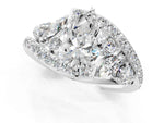 White gold Pear Cut Diamond Halo Ring with Marquise and Pavé Band in Prong Setting_1