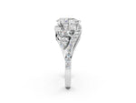 White gold Pear Cut Diamond Halo Ring with Marquise and Pavé Band in Prong Setting_2