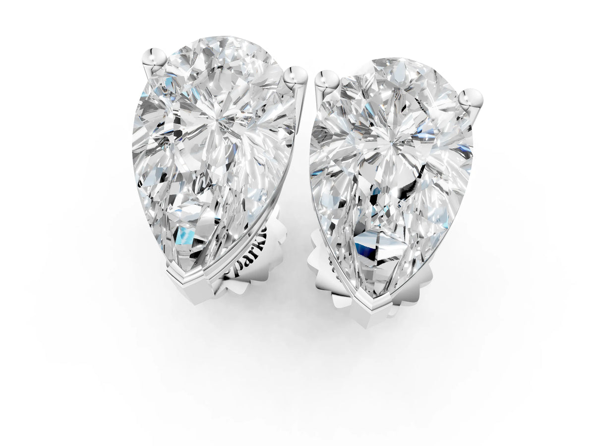 White gold Pear Cut Diamond Stud Earrings_1