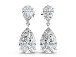 White gold Pear Cut Diamond Two Stone Drop Earrings
