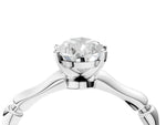 White gold Pear Cut Solitaire Diamond Ring with Bamboo Band and Four-Prong Setting_4