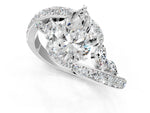 White gold Pear Cut Solitaire with Pavé Twist Band and Four-Prong Setting_1