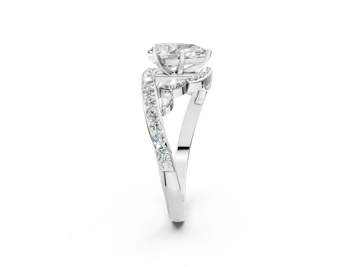 White gold Pear Cut Solitaire with Pavé Twist Band and Four-Prong Setting_2