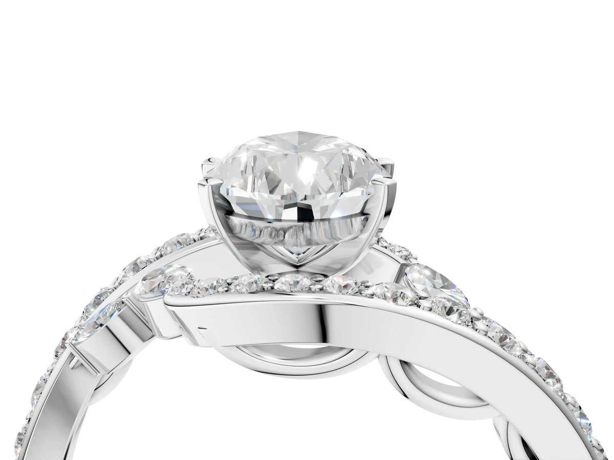 White gold Pear Cut Solitaire with Pavé Twist Band and Four-Prong Setting_4