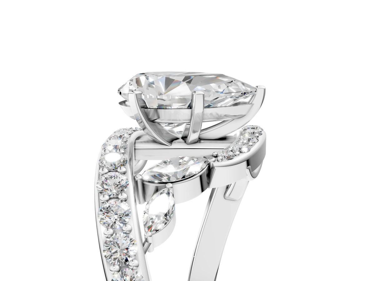 White gold Pear Cut Solitaire with Pavé Twist Band and Four-Prong Setting_5
