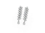 White gold Pear Diamond Cascading Leaf Drop Earrings_1