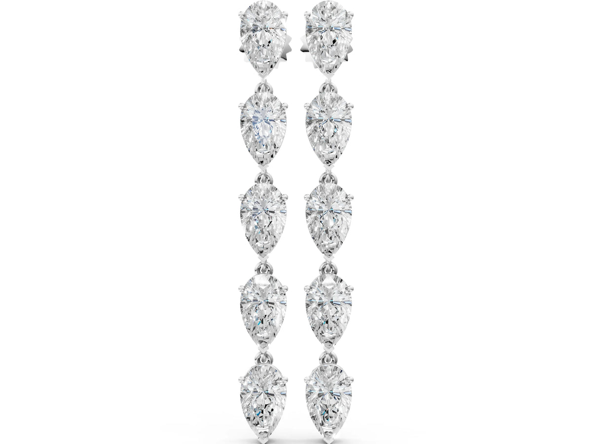 White gold Pear Diamond Dangle Earrings with Pear Diamond Accents