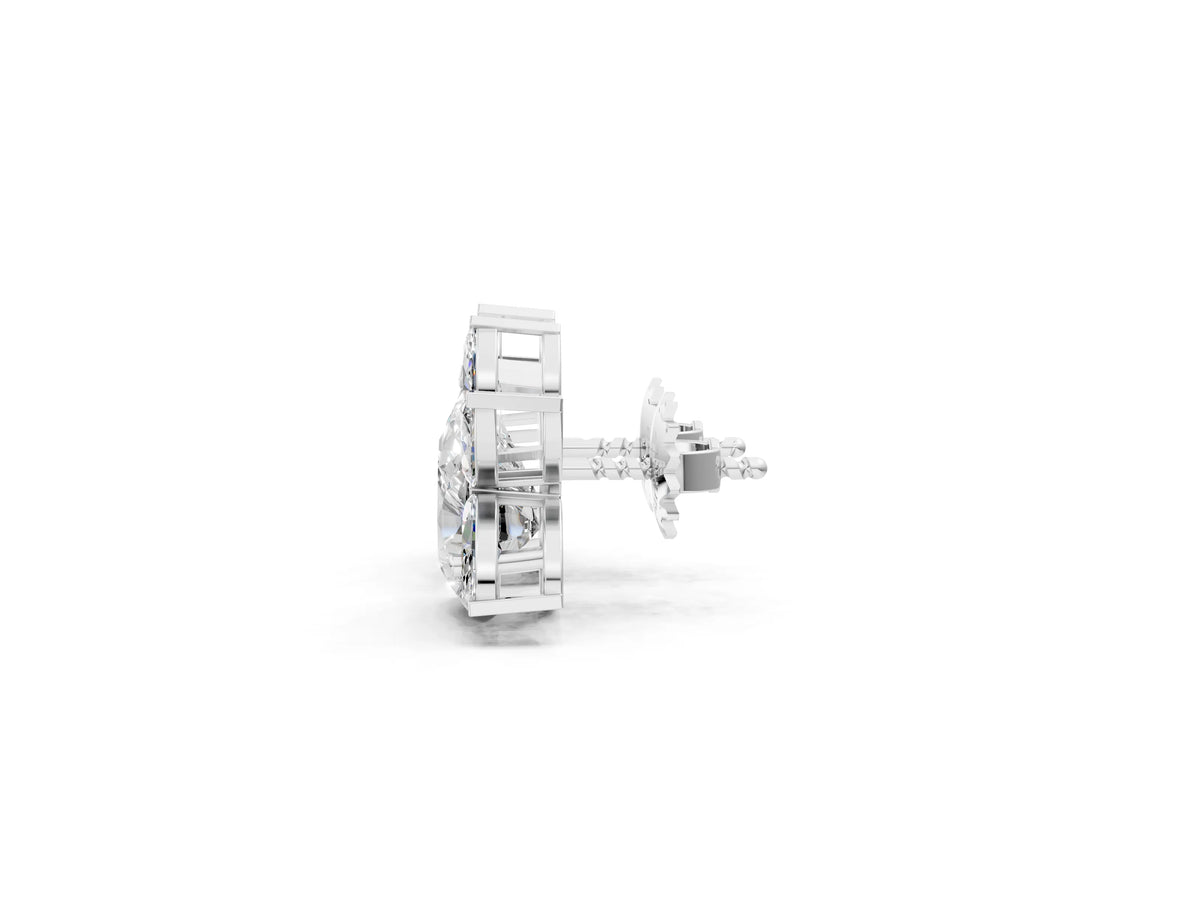White gold Pear Diamond Fan Stud Earrings with Marquise Lab Grown Diamond Accents_1