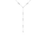 White gold Pear Diamond Lariat Necklace with Station Accents