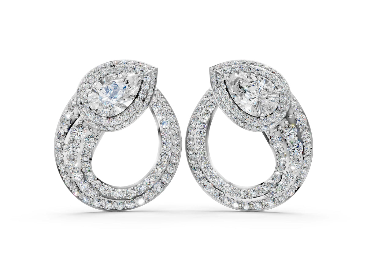 White gold Pear Diamond Open Teardrop Stud Earrings