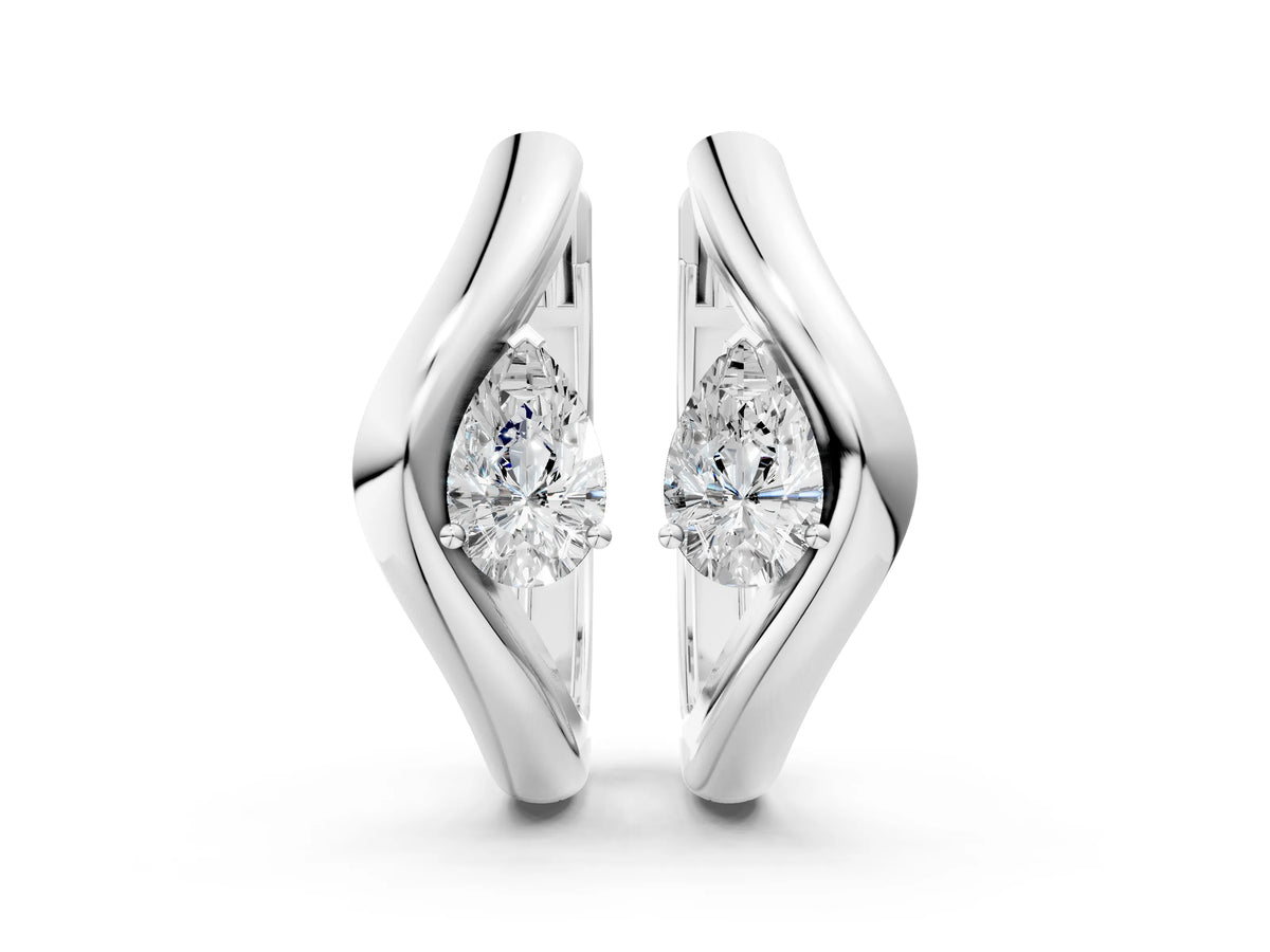 White gold Pear Diamond Silhouette Hoop Earrings