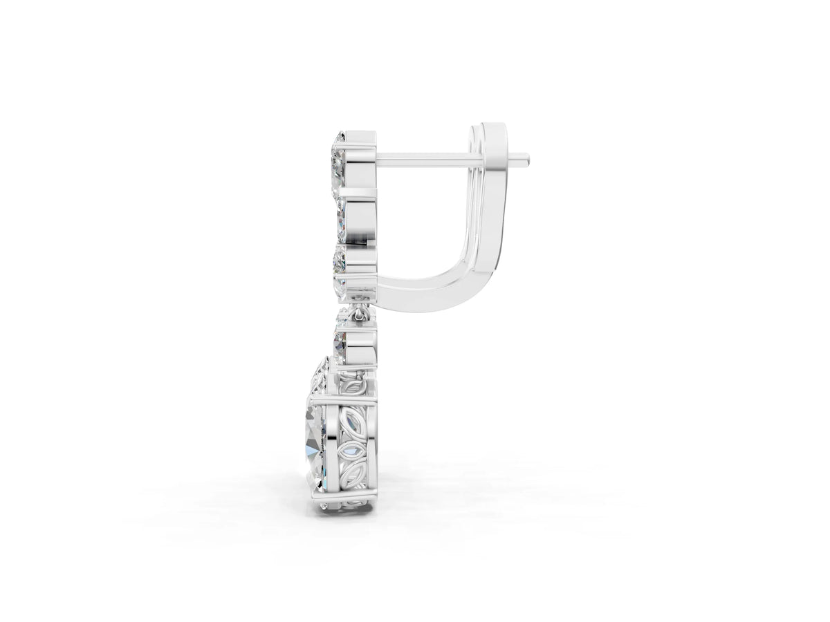 White gold Pear, Marquise and Round Diamond Sacramento Drop Earrings_1