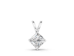 White gold Princess Cut Bezel Set Pendant