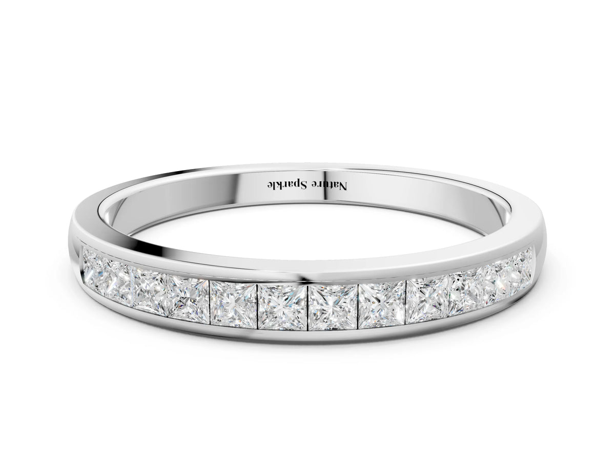 White gold Princess Cut Channel Set Diamond Eternity Band